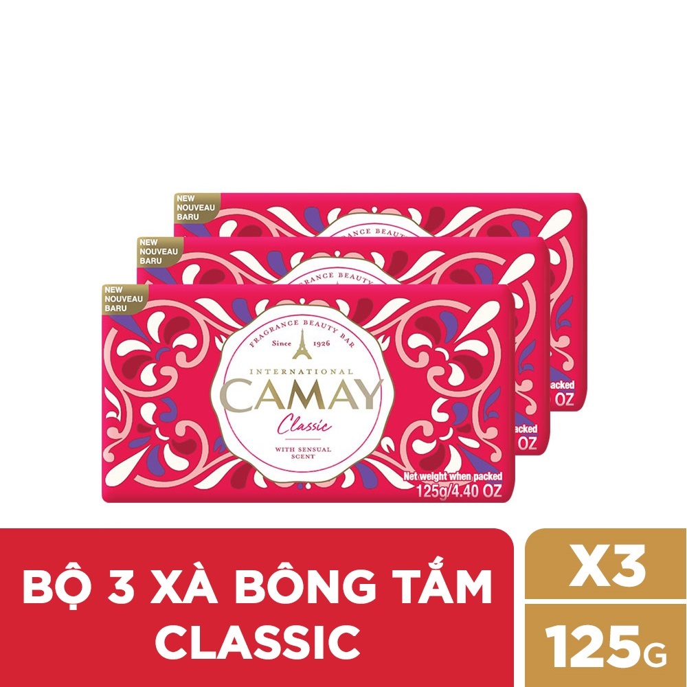 Combo 3 bánh xà bông tắm Camay Classic (125g x 3)