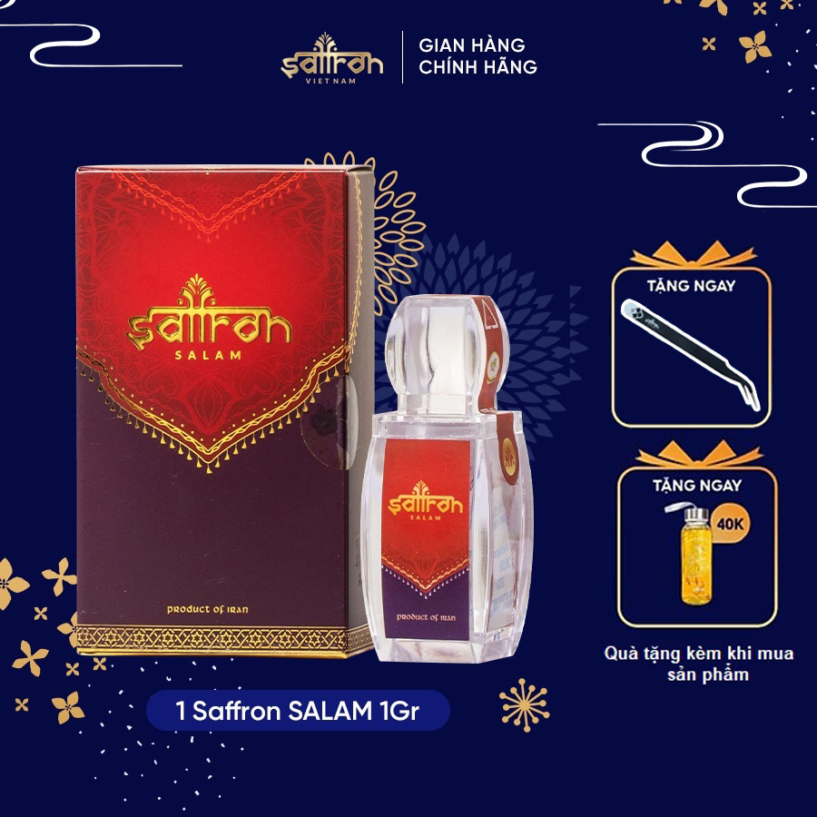 Nhụy Hoa Nghệ Tây Saffron Salam 1Gram/hộp Saffron Việt Nam Tặng Mật ong ngâm Saffron 100ml