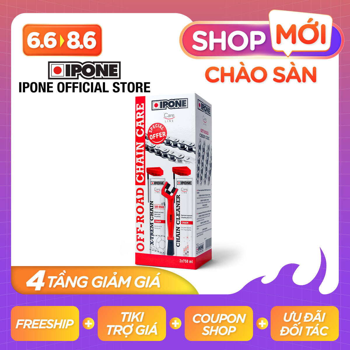 Bộ Vệ Sinh Chăm Sóc Sên/Xích Cho Đường Địa Hình Ipone Off-Road Chain Care Pack - Hàng Chính Hãng