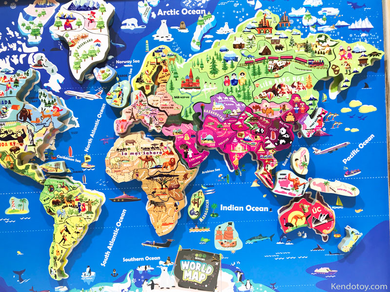 Đồ chơi lắp ráp bản đồ các châu lục trên thế giới có nam châm bằng gỗ cao cấp, bản đồ xếp hình thế giới, đồ chơi giáo dục tư duy