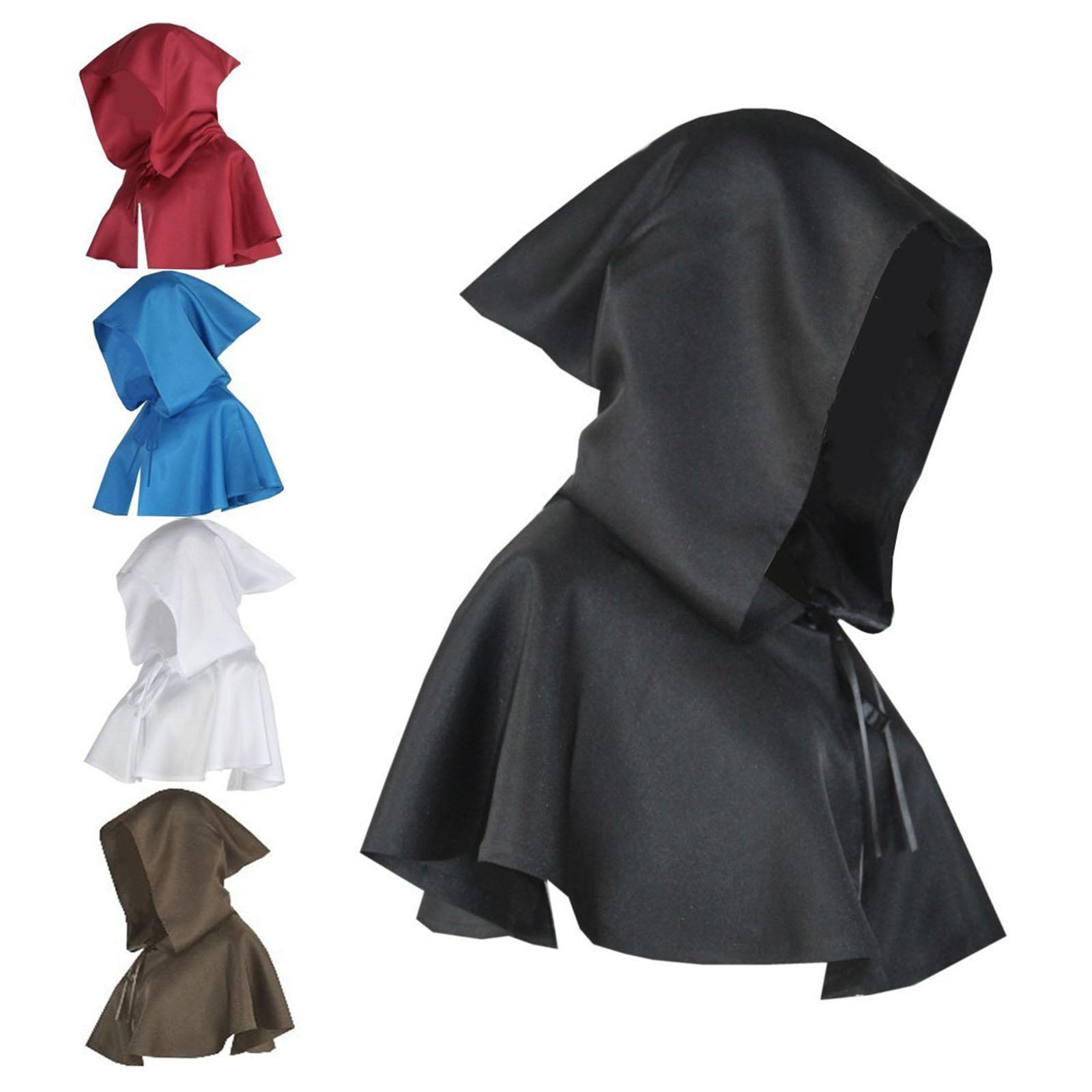 Halloween Cloak Death Cape Halloween Party Cosplay Witch Cowl Hat Short Cape Gothic Props Medieval Hooded Cloak Hat Hooded Poncho for Unisex