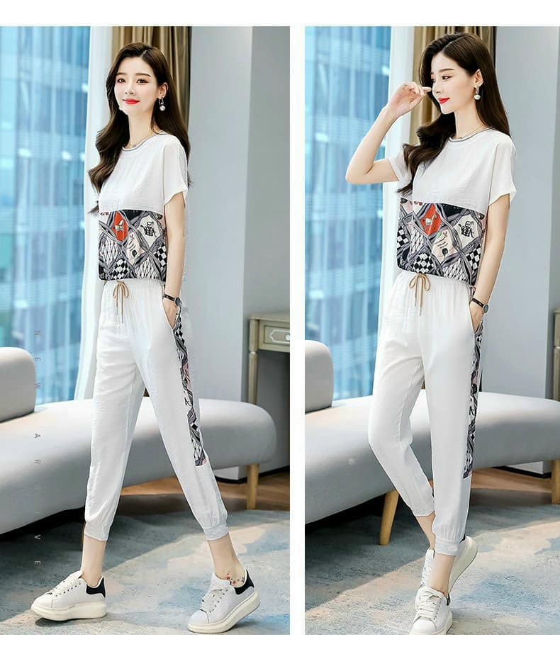 Set đồ bộ thun phối họa tiết thời trang