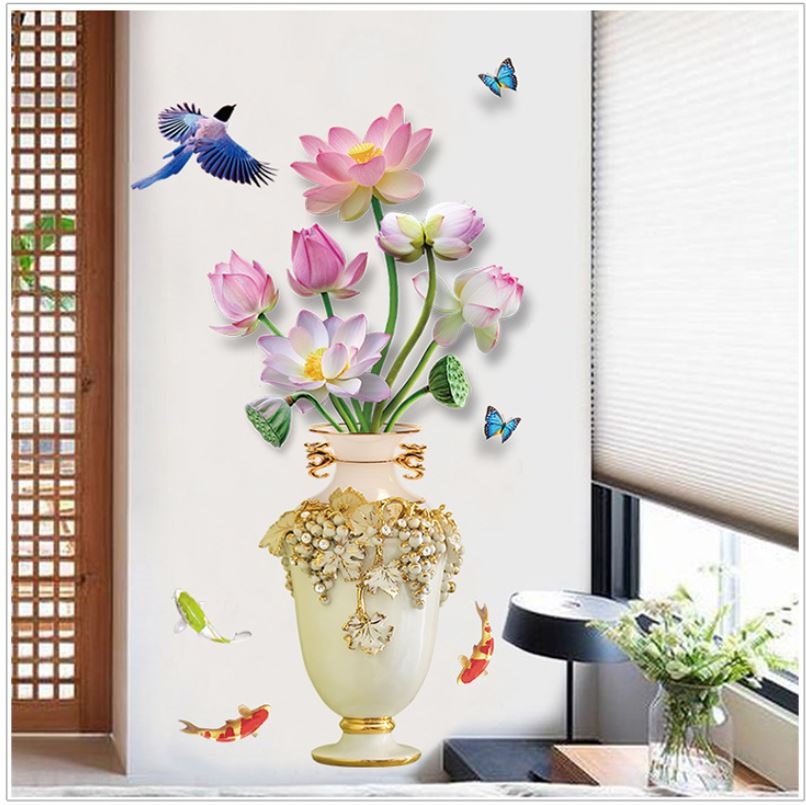 Decal  Dán Tường Hoa và Cá - H428