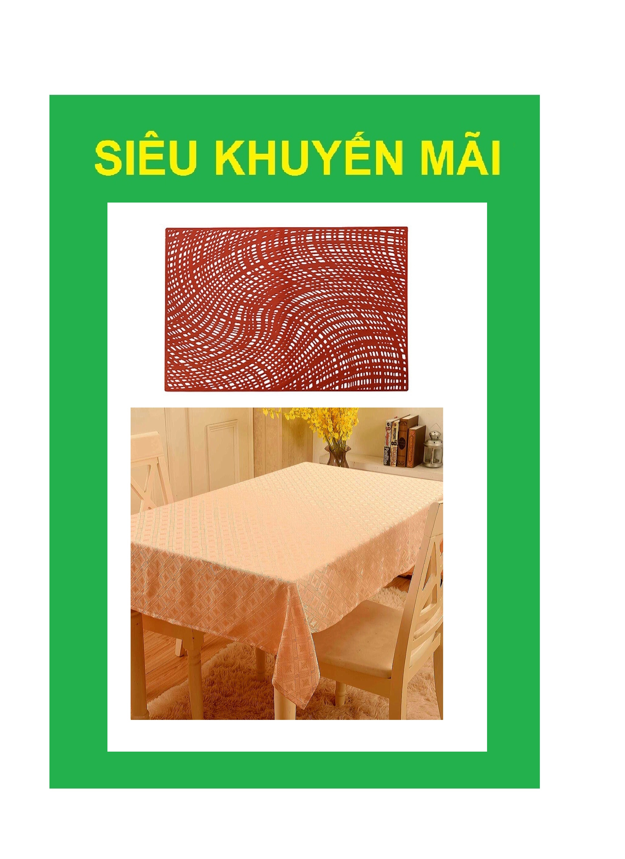 KHĂN TRẢI BÀN PAULEE 604 - HOA VĂN - MÀU HỒNG KEM - 120CM X 150CM - TẶNG LÓT PHẦN ĂN 30 x 45 CM .