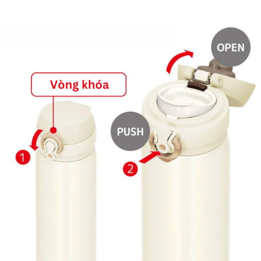 Bình giữ nhiệt Thermos nút bấm JNR-500 CRW 500ml màu trắng Hàng chính hãng