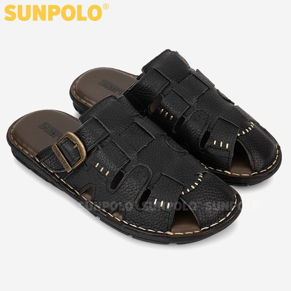 Dép Nam, Dép Bít Mũi Nam Da Bò SUNPOLO SUA011