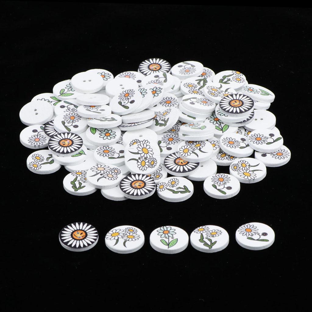 100 chiếc Hoạt Hình Nút Gỗ May Decortive Nút TỰ LÀM Sổ Lưu Thủ Công