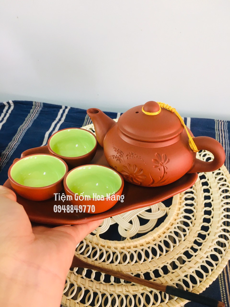 Bộ Ấm Trà Tử Sa, Ấm Trà Son Đỏ Bát Tràng