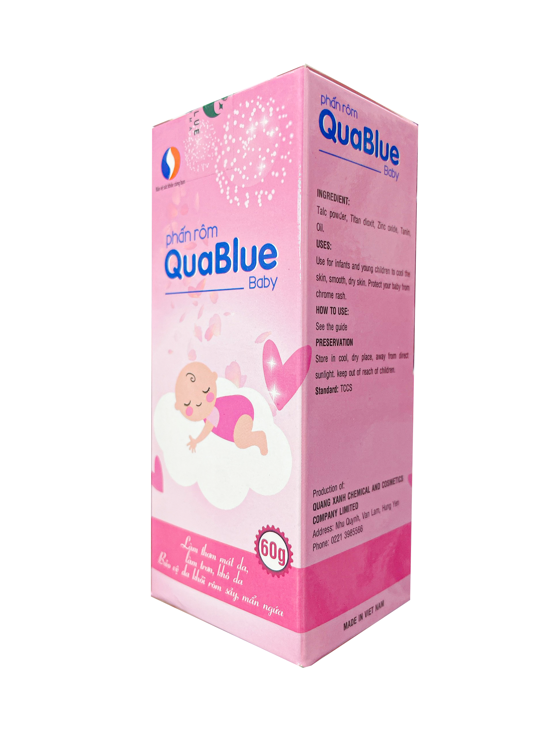 Phấn Rơm Dành Cho Bé Ngăn Ngừa Rôm Sảy Quablue Baby - Chai 60g