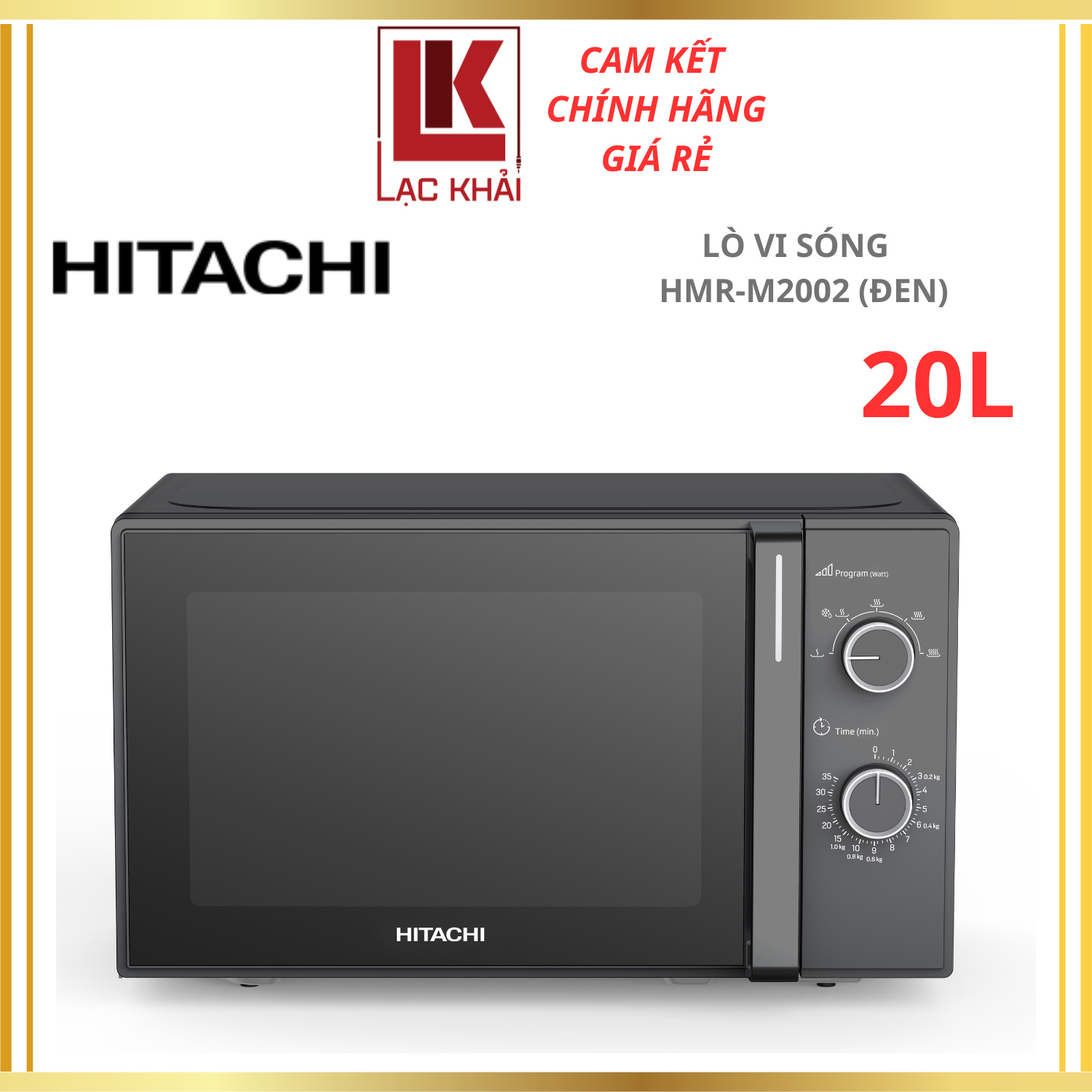 Lò vi sóng Hitachi HMR-M2002, dung tích 20L, màu đen, 700W, 5 mức công suất - Hàng chính hãng