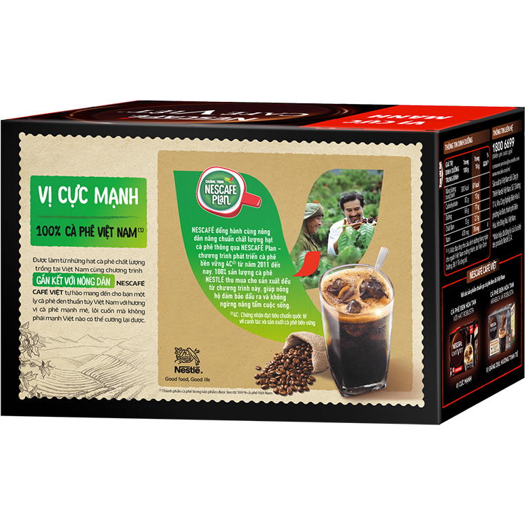 Combo 2 hộp cà phê hòa tan Nescafé café Việt đen đá (Hộp 15 gói x 16g) - [Tặng 1 bình Inochi]