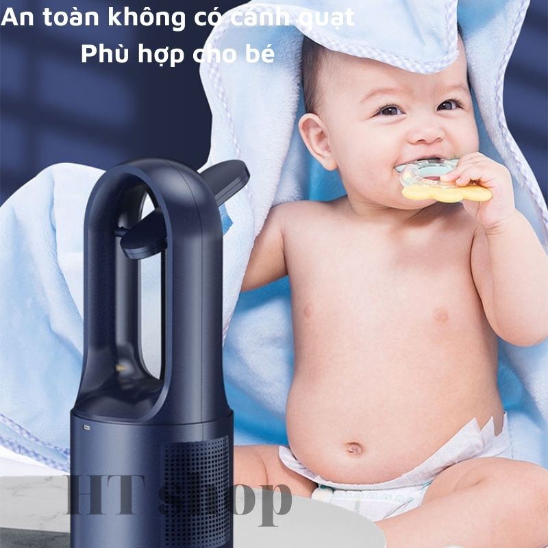 Quạt Không Cánh Cao Cấp, Kiêm Đèn Học Chống Cận Thị, Có 6 Chế Độ gió, Quạt Sạc Điện Để Bàn kiêm Đèn Ngủ, Đèn Học, Tiện Lợi Hơn Quạt Mini, Quạt Đeo Cổ