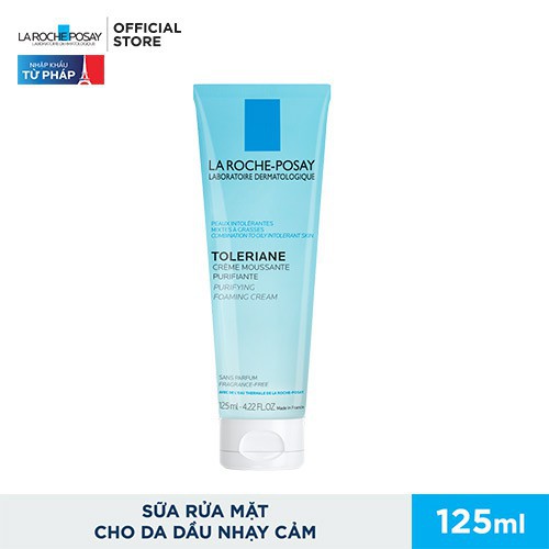 Sữa rửa mặt tạo bọt cho da hỗn hợp &amp; da dầu rất nhạy cảm &amp; kích ứng La Roche-Posay Toleriane Foaming Cream (125ml)