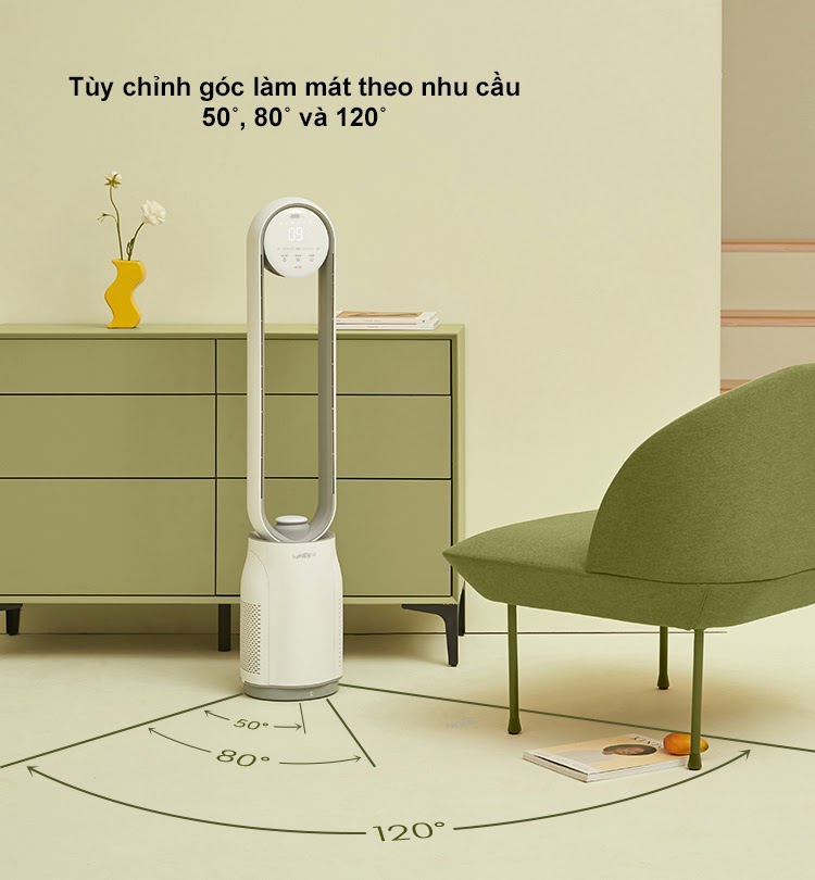 Quạt Không Cánh XIAOMI KEHEAL A4 PRO Diệt Khuẩn UV Kiêm Lọc Không Khí Gồm 12 Cấp Độ Gió, Giảm Độ Ồn Với Góc Quay Rộng Hơn 150 Độ Công Nghệ Lọc Khử Khuẩn Ion - Hàng Nhập Khẩu