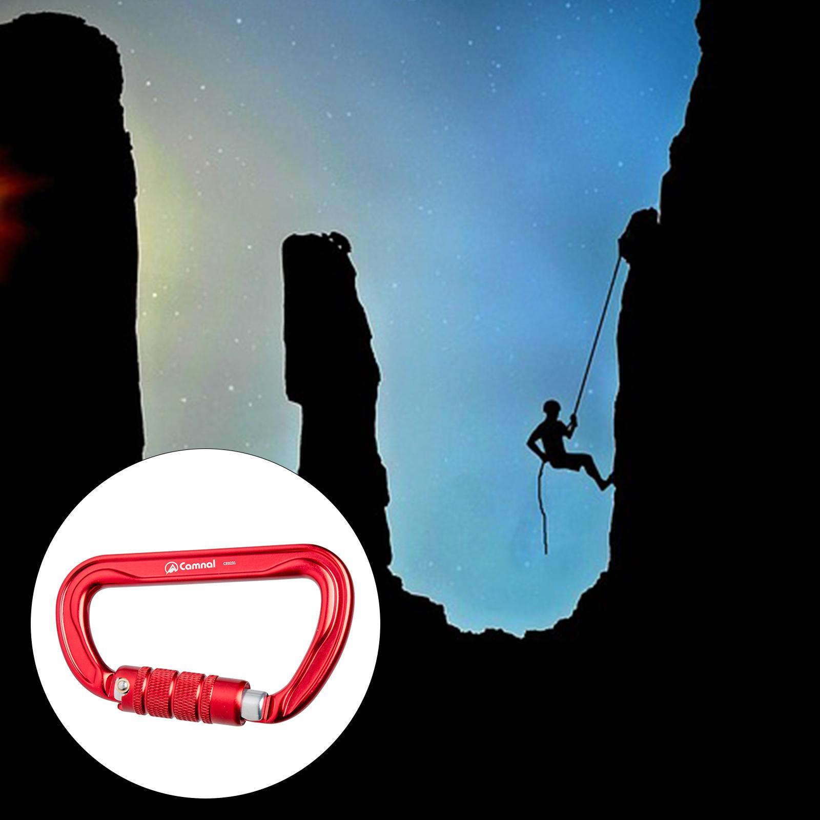 Professional Rock Climbing Carabiner Screw Lock Heavy Duty Carabiner Red