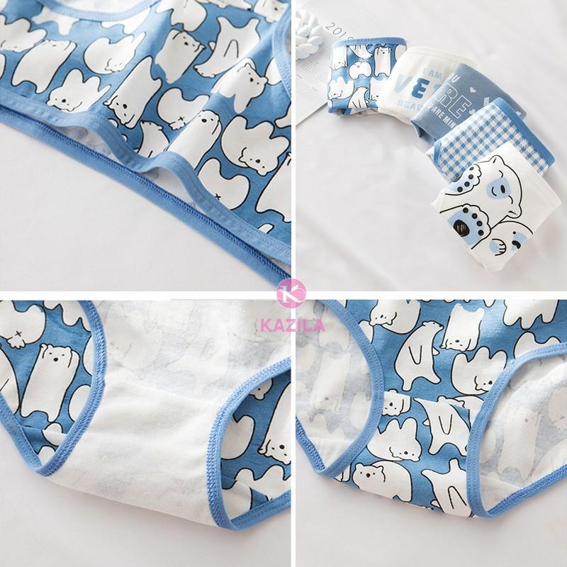 Combo 5 quần lót nữ Cotton họa tiết gấu xanh đáng yêu