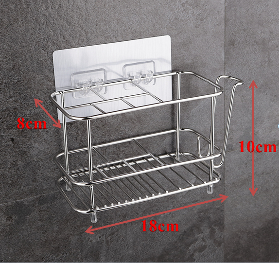Kệ Inox để bàn chải đánh răng - Kèm miếng dán treo tường tiện lợi