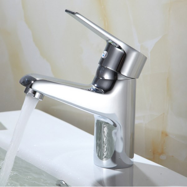 Vòi Lavabo nóng lạnh trụ tròn to - Hợp kim + 2 dây cấp