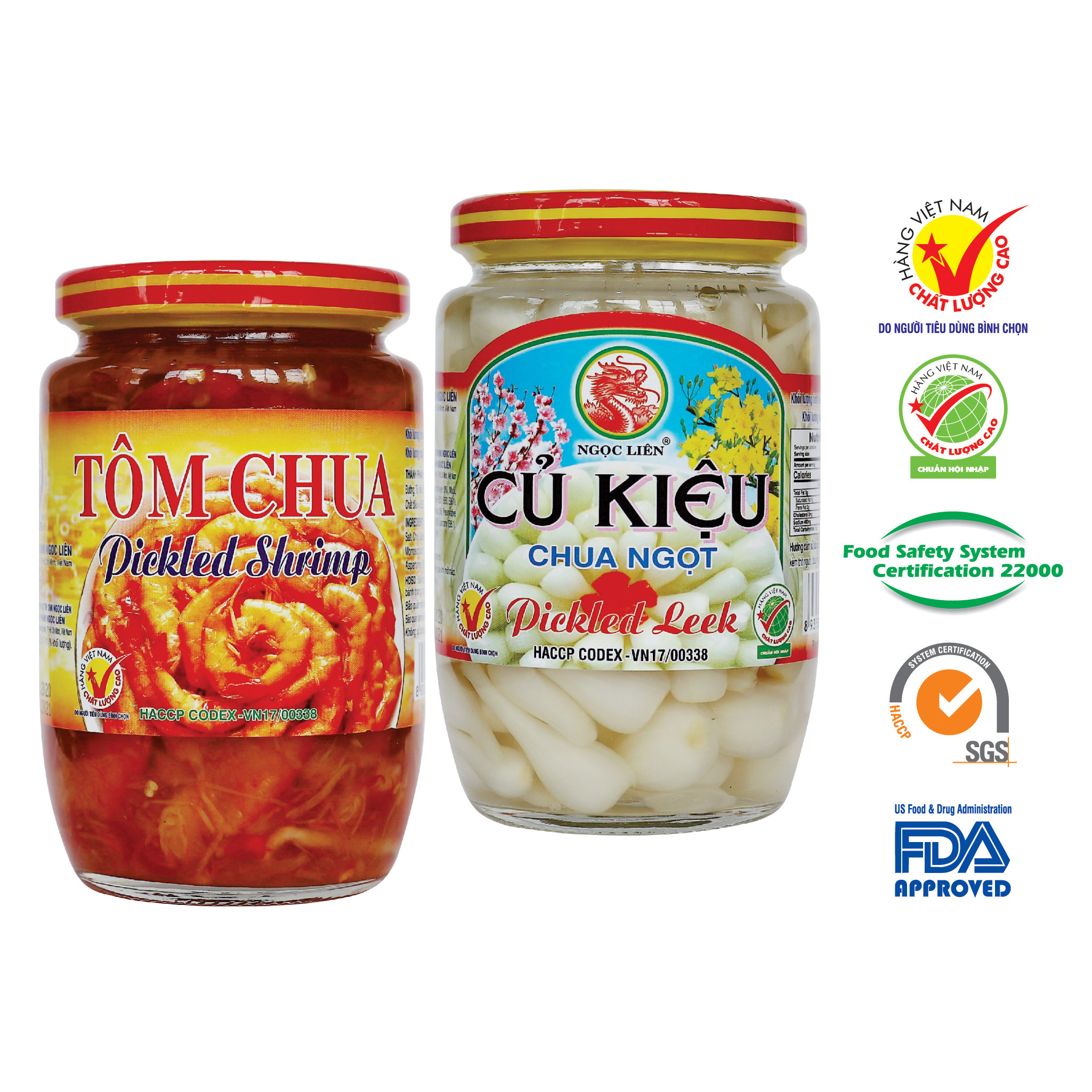 Combo 1 Hũ Tôm Chua 430g + 1 Hũ Củ Kiệu 390g