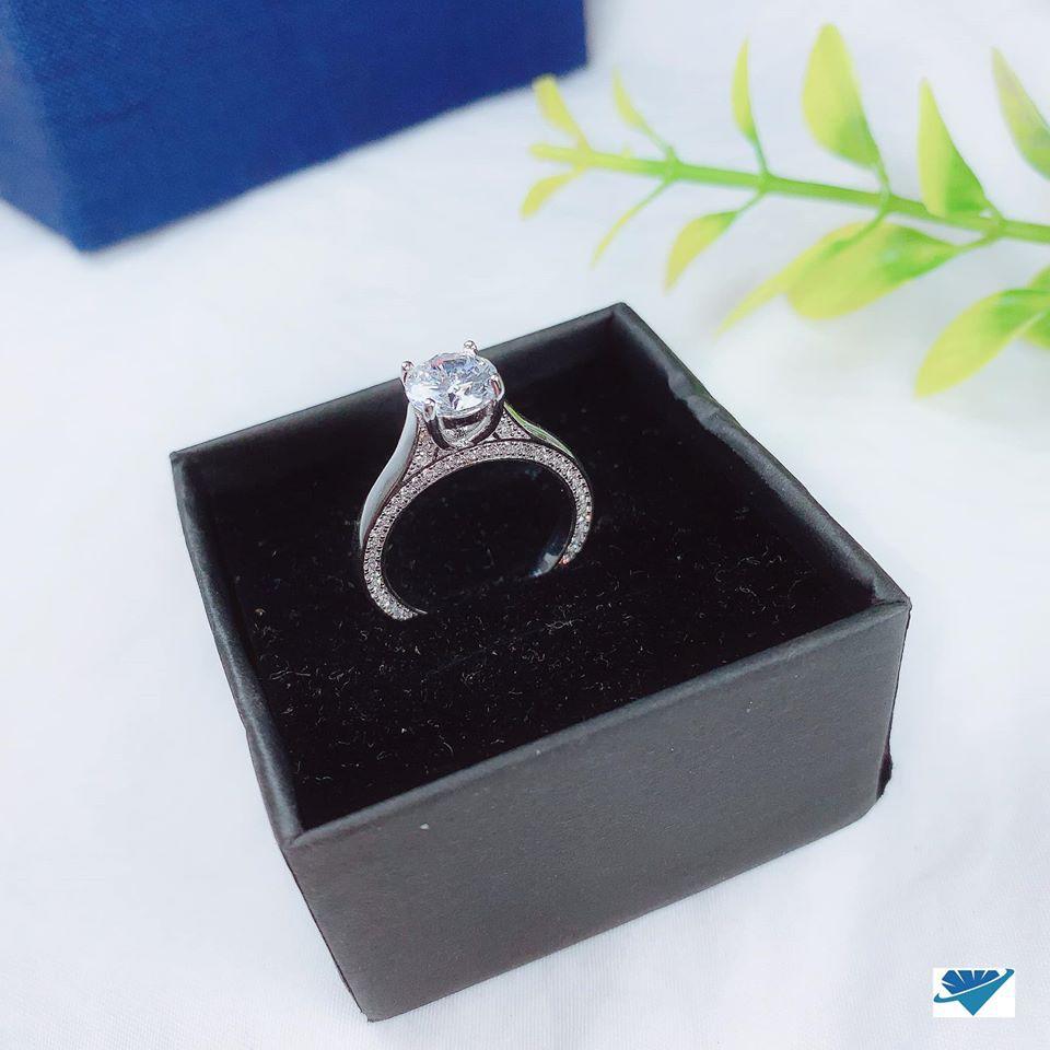 Nhẫn bạc Ý cao cấp si bạch kim MS295