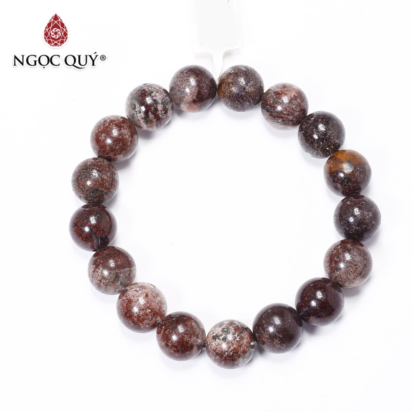 Vòng thạch anh ưu linh rêu nâu 12mm mệnh thổ, kim - Ngọc Quý Gemstones