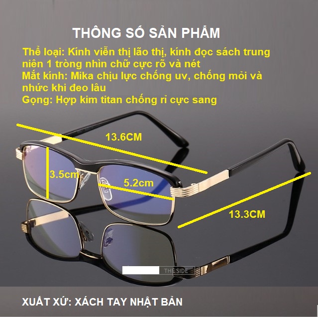 Kính lão thị viễn thị trung niên chống mỏi mắt khi đeo lâu Nam nữ cao cấp kv41