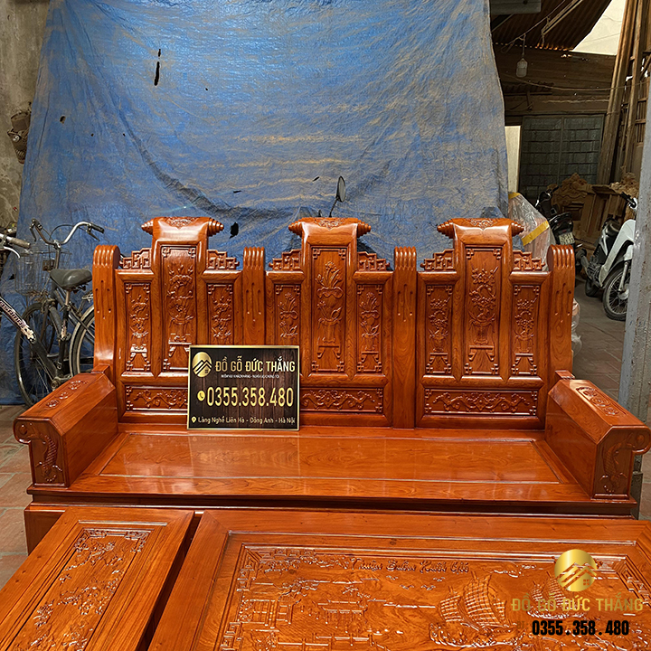 Bàn ghế âu á chương cuốn thư gỗ hương đá