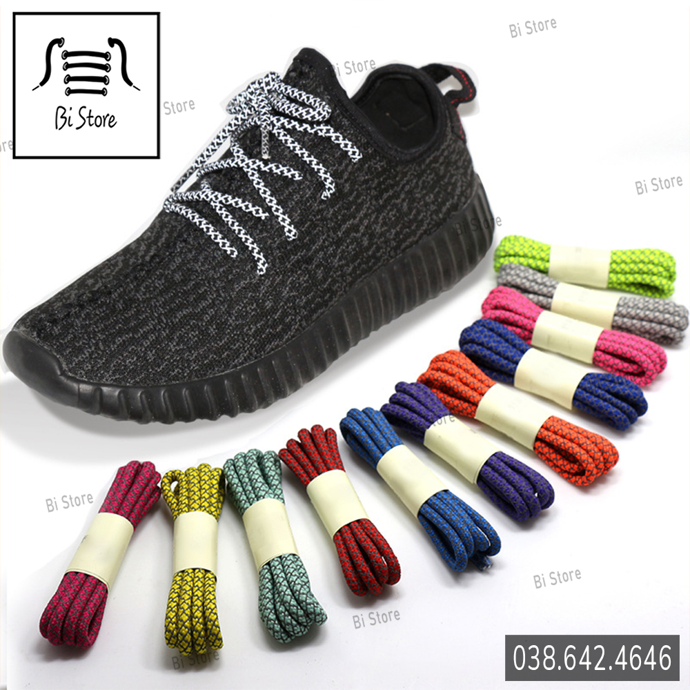 [Bảng 23 màu - 120cm] Dây giày tròn phản quang 3M dài 1m2 dành cho giày Yeezy và các loại giày sneaker / thể thao nam nữ [Bán theo cặp