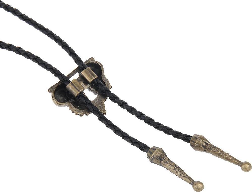 Punk Skeleton Skull Bolo Tie Leather Necktie Necklace Western