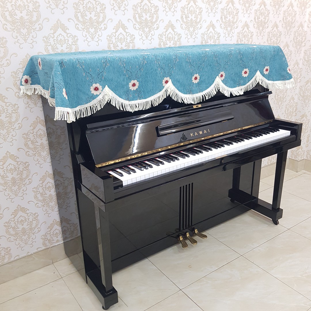 Khăn phủ đàn Piano xanh ngọc phối hoa cao cấp