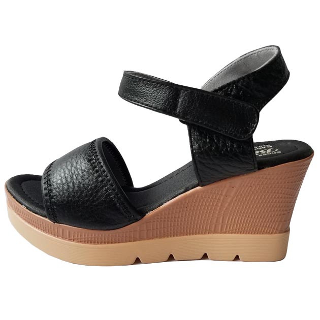 Giày sandal đế xuồng nữ da bò thật cao 7 phân HKT52