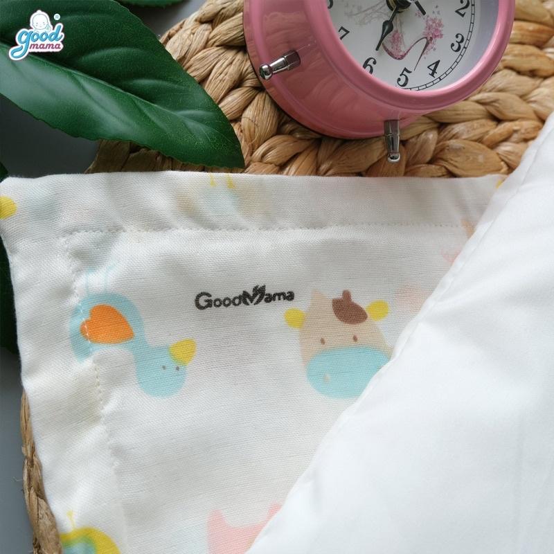 Gối Bông Sơ Sinh Cho Bé vỏ xô sợi tre, bông microfiber kháng khuẩn tự nhiên