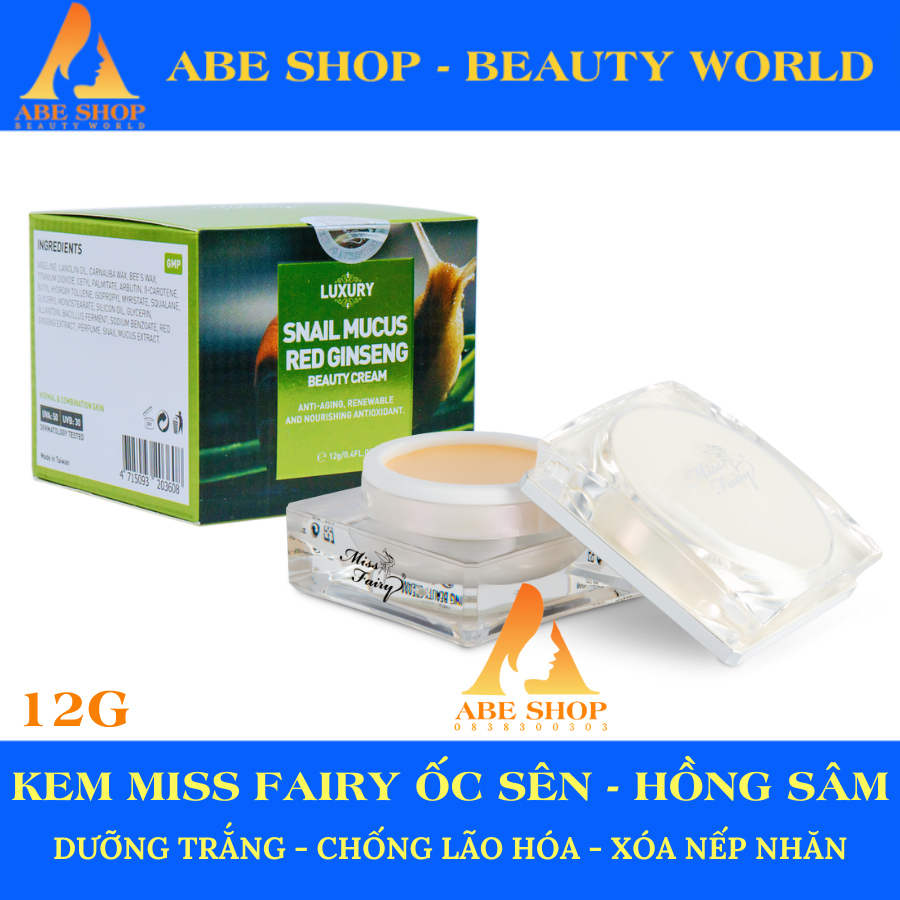 KEM MISSFAIRY ỐC SÊN - HỒNG SÂM 12G - CHỐNG NHĂN CHỐNG LÃO HOÁ