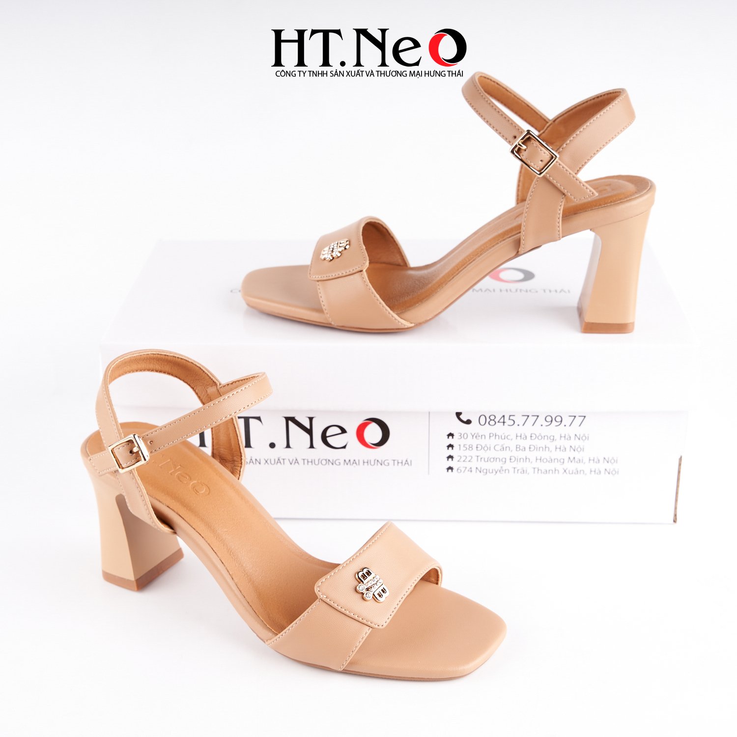 SANDAL nữ 7p quai hậu khuy bướm thiết kế đơn giản, chất liệu da gót trụ SDN171