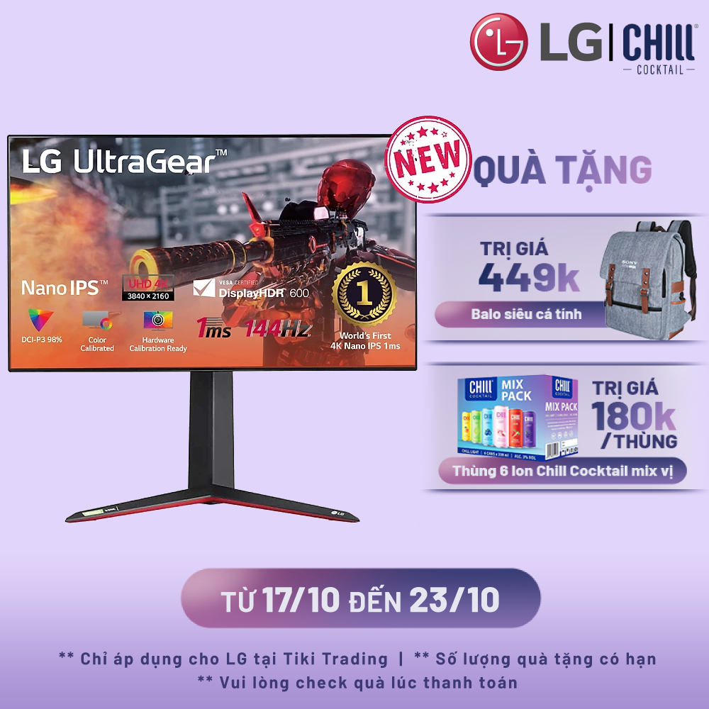 Màn hình Gaming LG UltraGear 27GN950-B 27'' Nano IPS UHD 4K 144Hz 1ms HDR 600 G-SYNC - Hàng chính hãng