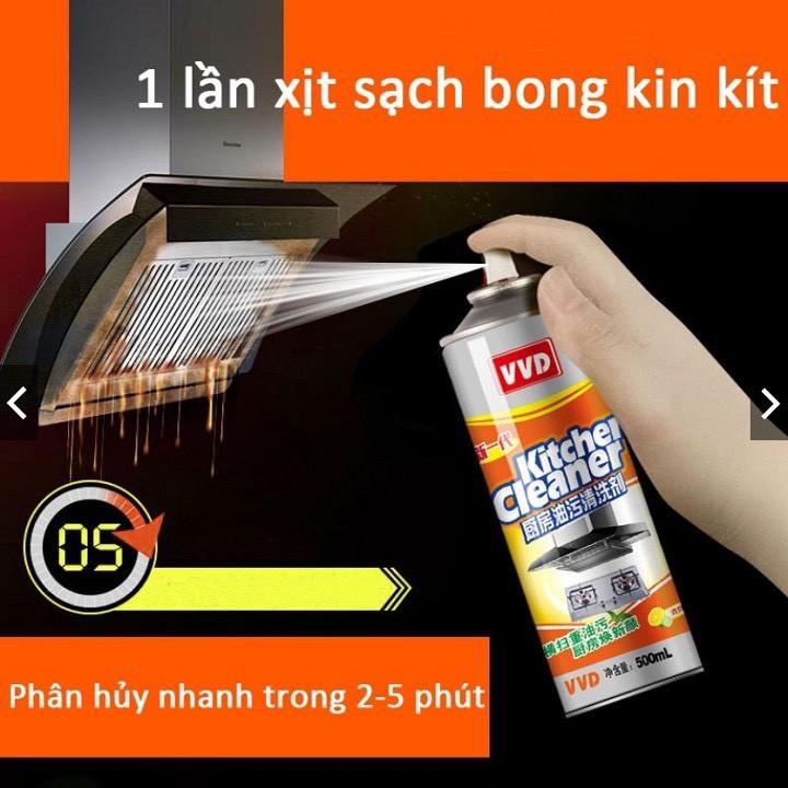 Bình xịt vệ sinh bếp bọt tuyết đa năng Kitchen Clear 500ml - Chai Vàng Cực Mạnh