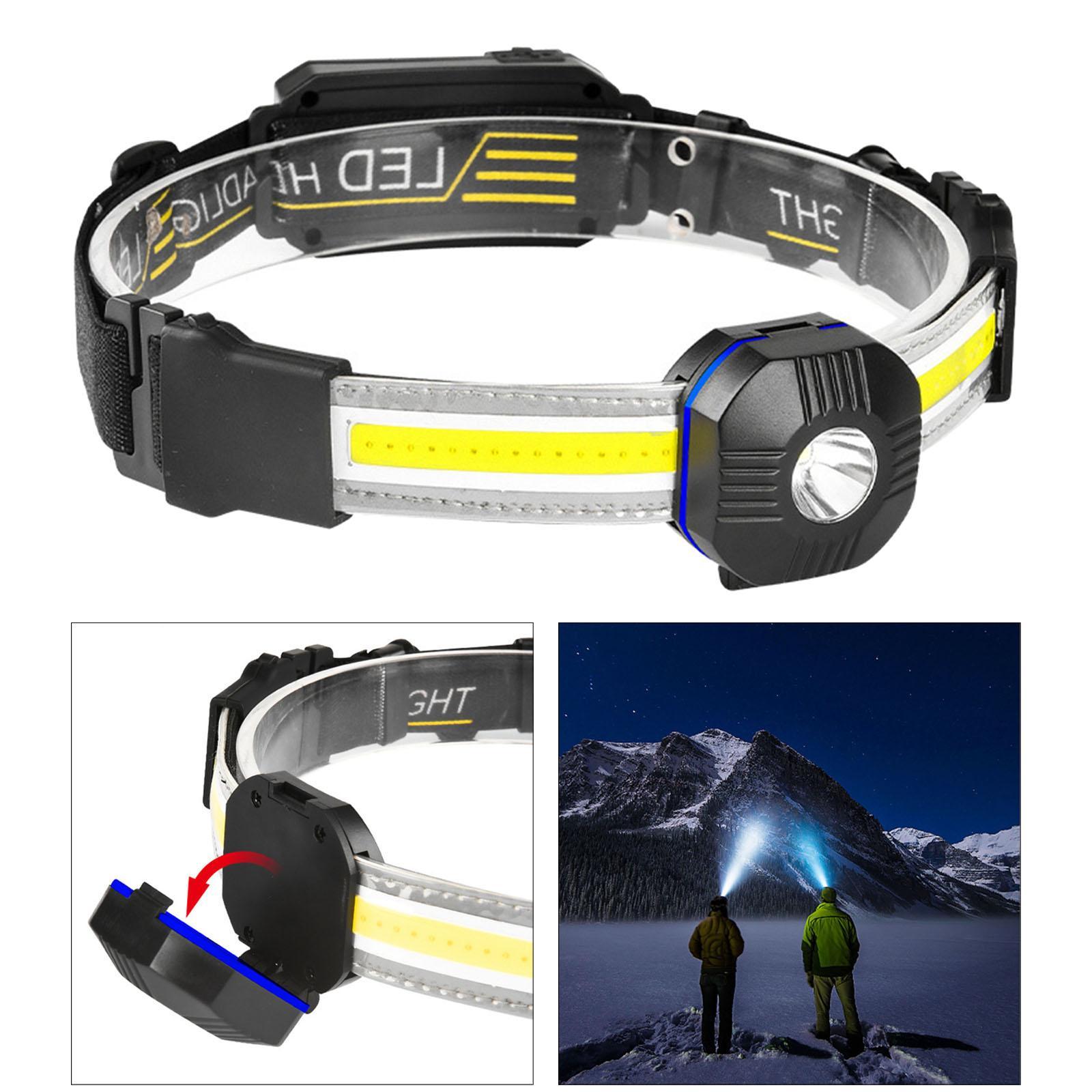 USB Headlamp Flashlight, LED Head Lamp Waterproof COB Headlight Head Lamp with 7 Light Modes for Outdoor Cycling Fishing Running Camping Climbing