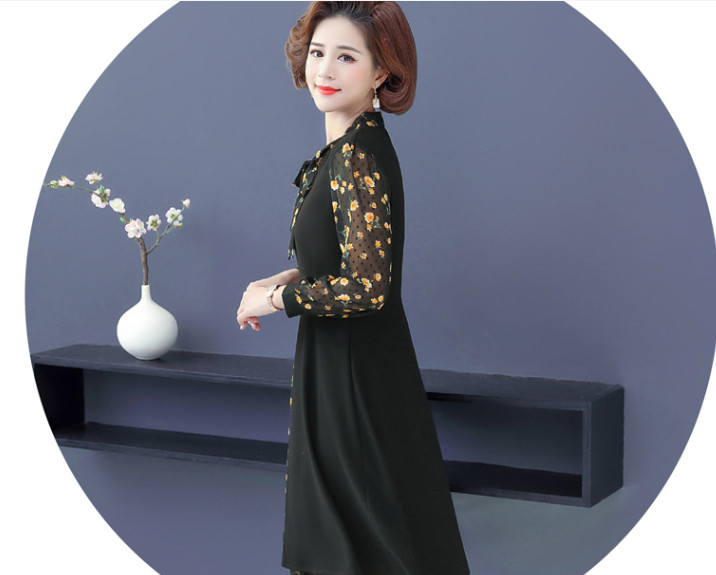 Váy Đầm Trung Niên Hoa Lịch Sự VH19 - Hàng Quảng Châu Cao Cấp
