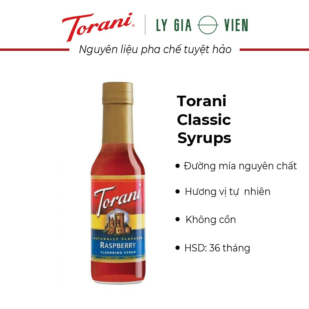 Siro Pha Chế Vị Phúc Bồn Tử Đỏ Torani Classic Red Raspberry Syrup 750ml Mỹ