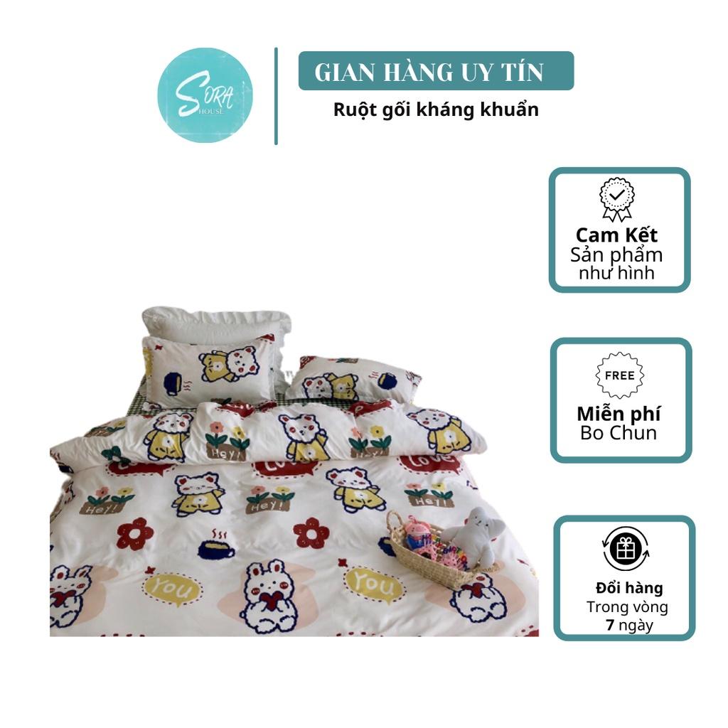Bộ Chăn Ga Gối Cotton Poly Gấu Ngộ Nghĩnh