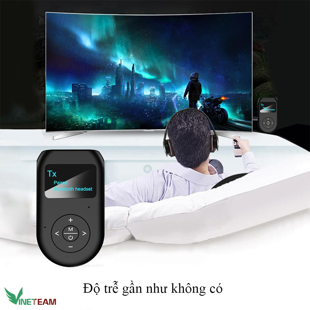 Thiết bị thu phát nhạc không dây VINETTEAM BT11 Bluetooth 5.0 với màn hình hiển thị LCD 3.5mm AUX -hàng chính hãng