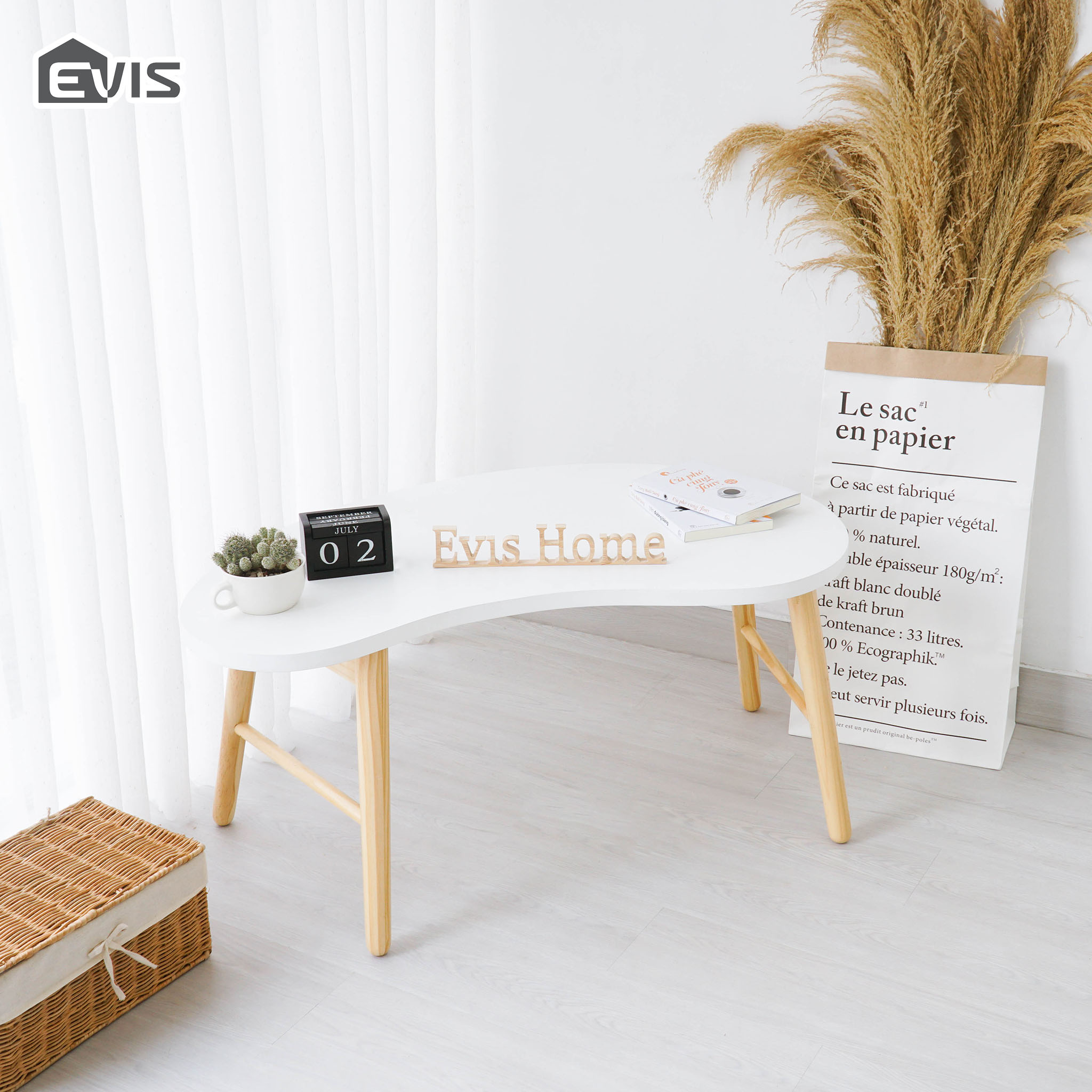 Bàn Sofa Evis Home - Bàn Trà Sofa Hình Hạt Xoài - Bàn Trà Bàn Làm Việc Đa Năng - Chân Bàn Dễ Xếp Gọn