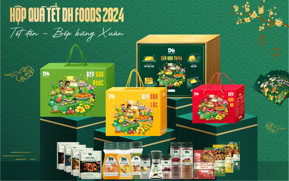 Hộp Quà Gia Vị Dh Foods - Combo 4 Hộp Quà Vạn An, Vạn Phúc, Vạn Lộc, Vạn Thịnh - Set Quà Tặng Người Thân, Bạn Bè Ý Nghĩa