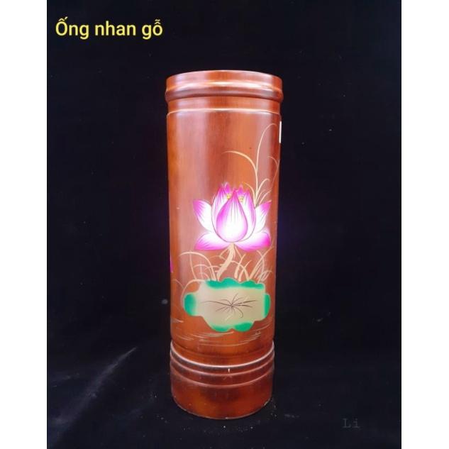 ống đựng nhang gỗ đại sen cao 33cm/ ống đựng nhang gỗ