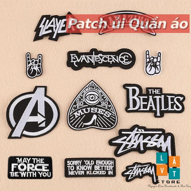 Sticker, Logo Patch Ủi Quần Áo phong cách đường phố đen trắng