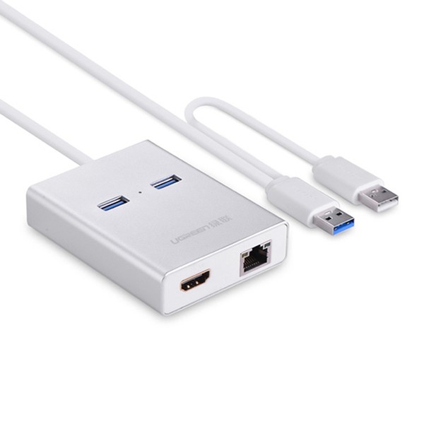 Cổng chuyển đổi USB 3.0 ra HDMI + 2 đầu USB 3.0 + cổng lan gigabit Ugreen 40255