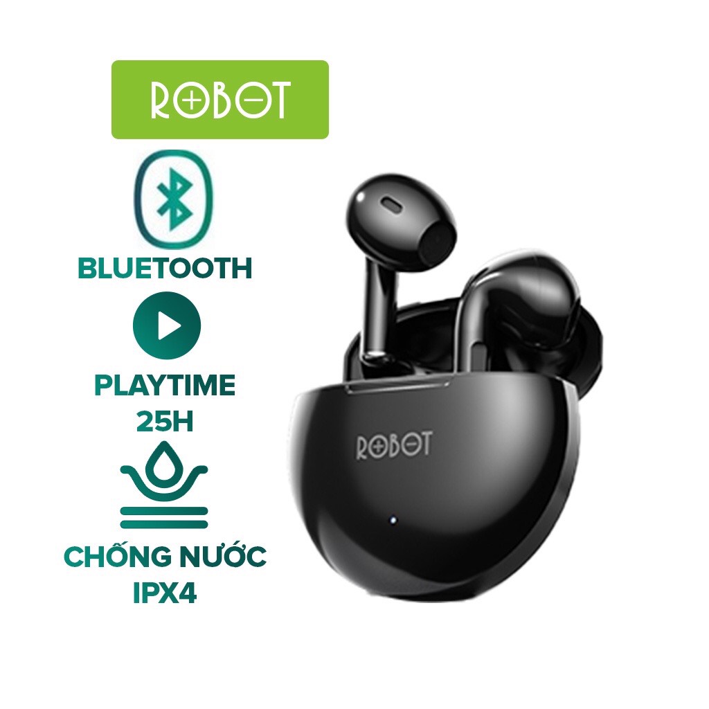 Tai Nghe Bluetooth TWS ROBOT Flybuds T10 - Chơi Nhạc 25H - Chống Nước IPX4 - Thiết Kế Công Thái Học - Hàng Chính Hãng