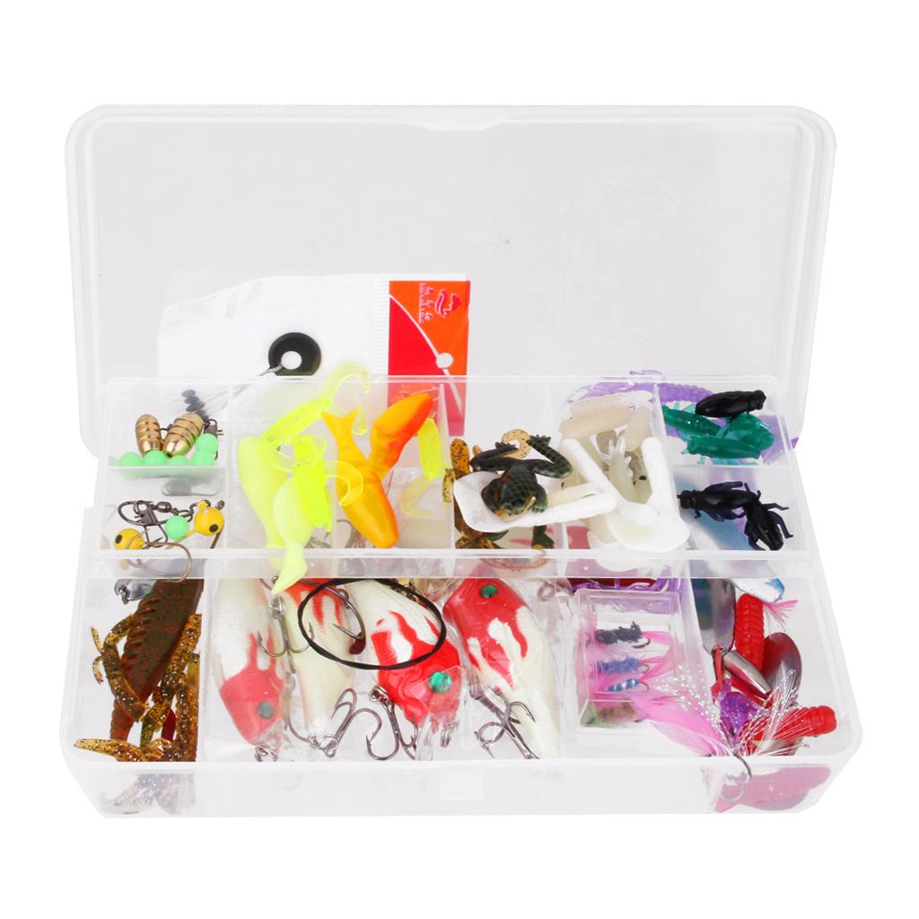 100pcs Bug Shrimp Bait Trolling Fishing Lures Tackle Bass Hooks Kit with Box