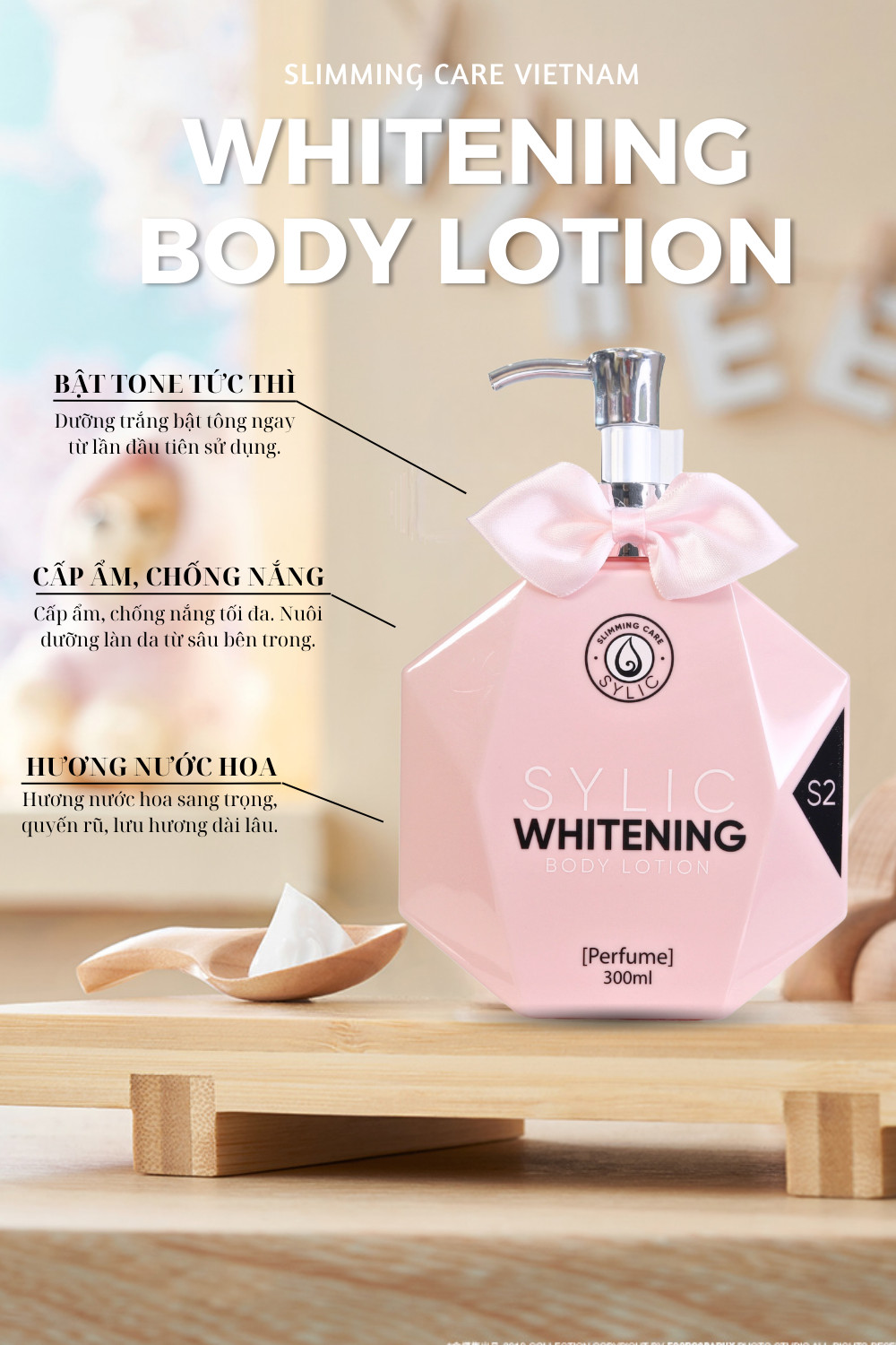Kem Dưỡng Trắng Da SYLIC Whitening Body Lotion Full Size Hương nước hoa - Dưỡng trắng, cấp ẩm, chống nắng