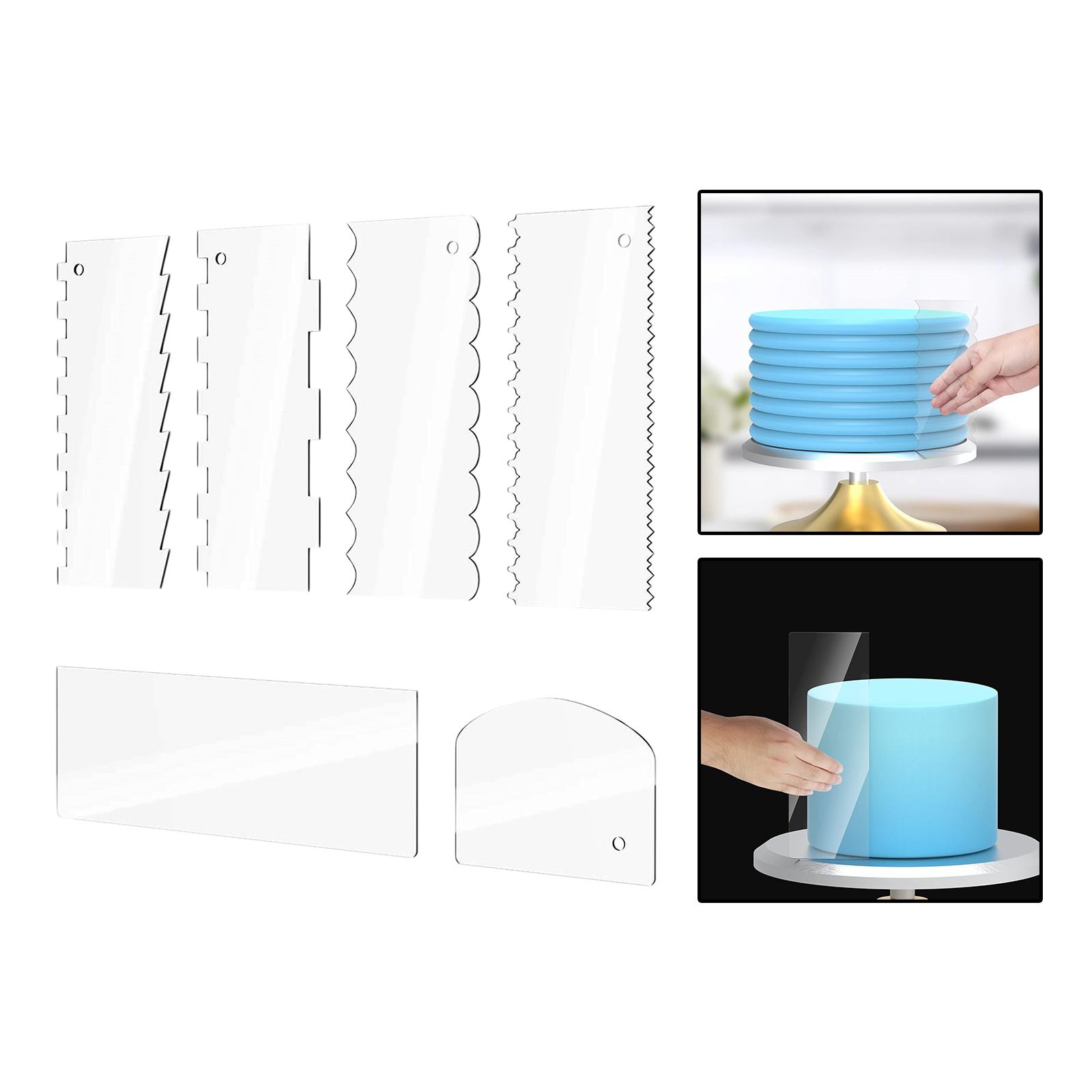 6 Pieces Acrylic Cake Scraper for Cake Edges Icing Mousse Kitchen Supply